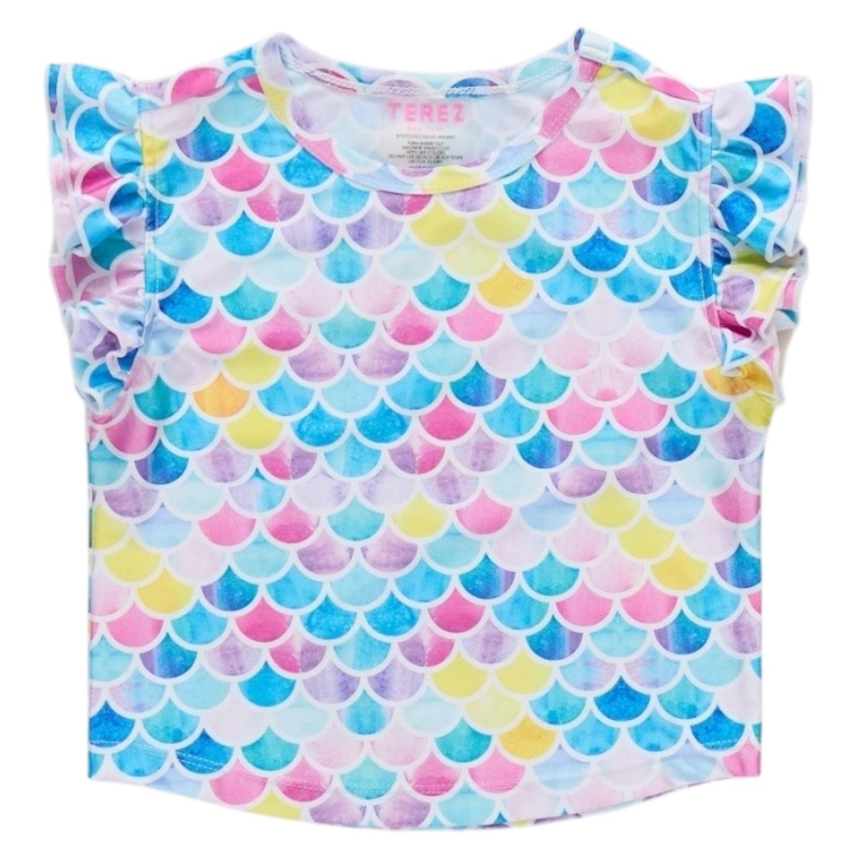 Watercolor Mermaid Ruffle Top - Women's Boho Beach Blouse for Summer Vacation & Pool Parties