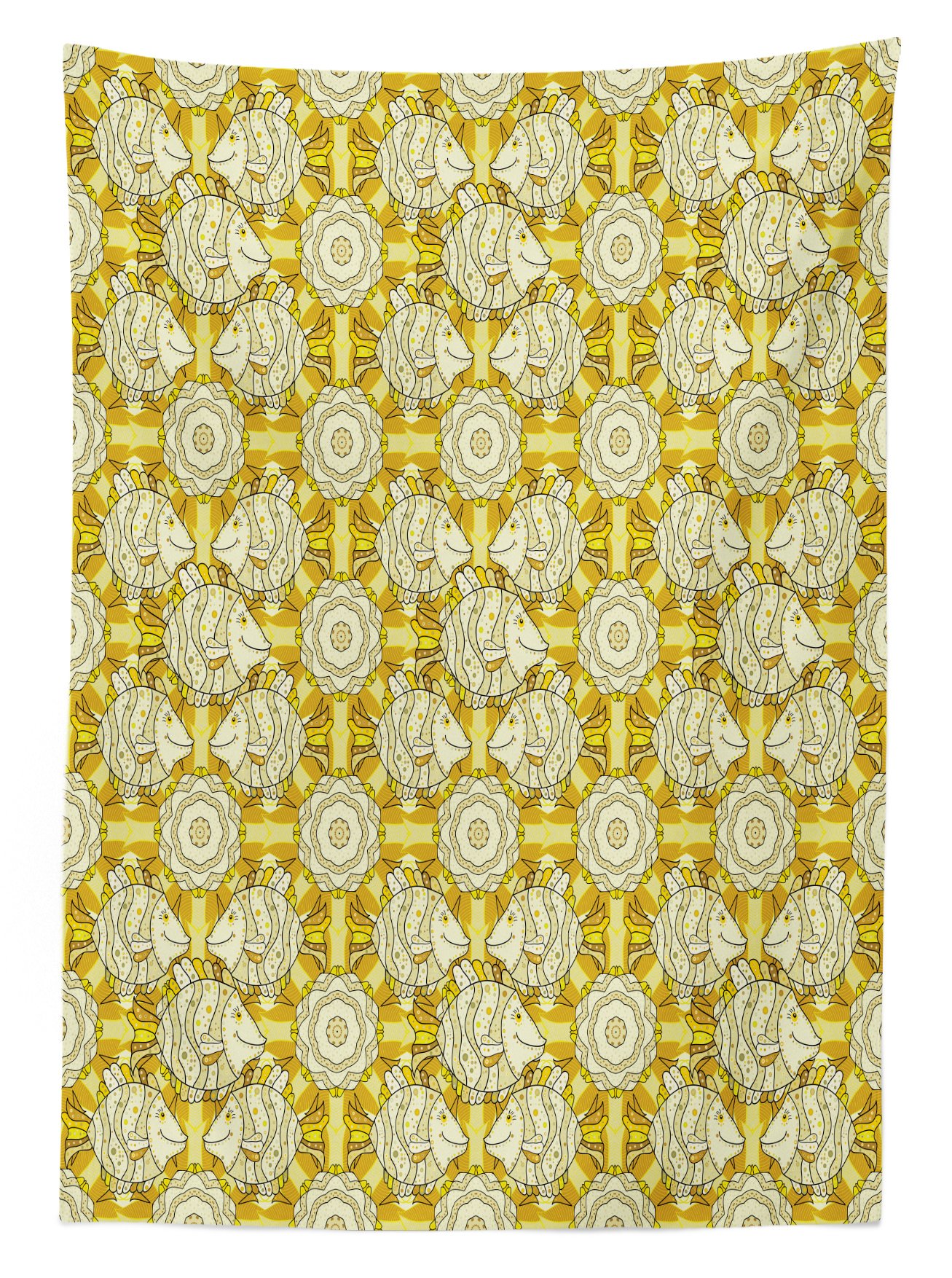 Ambesonne Striped Fish Floral Tablecloth - Washable Picnic & Outdoor Decor 58x120