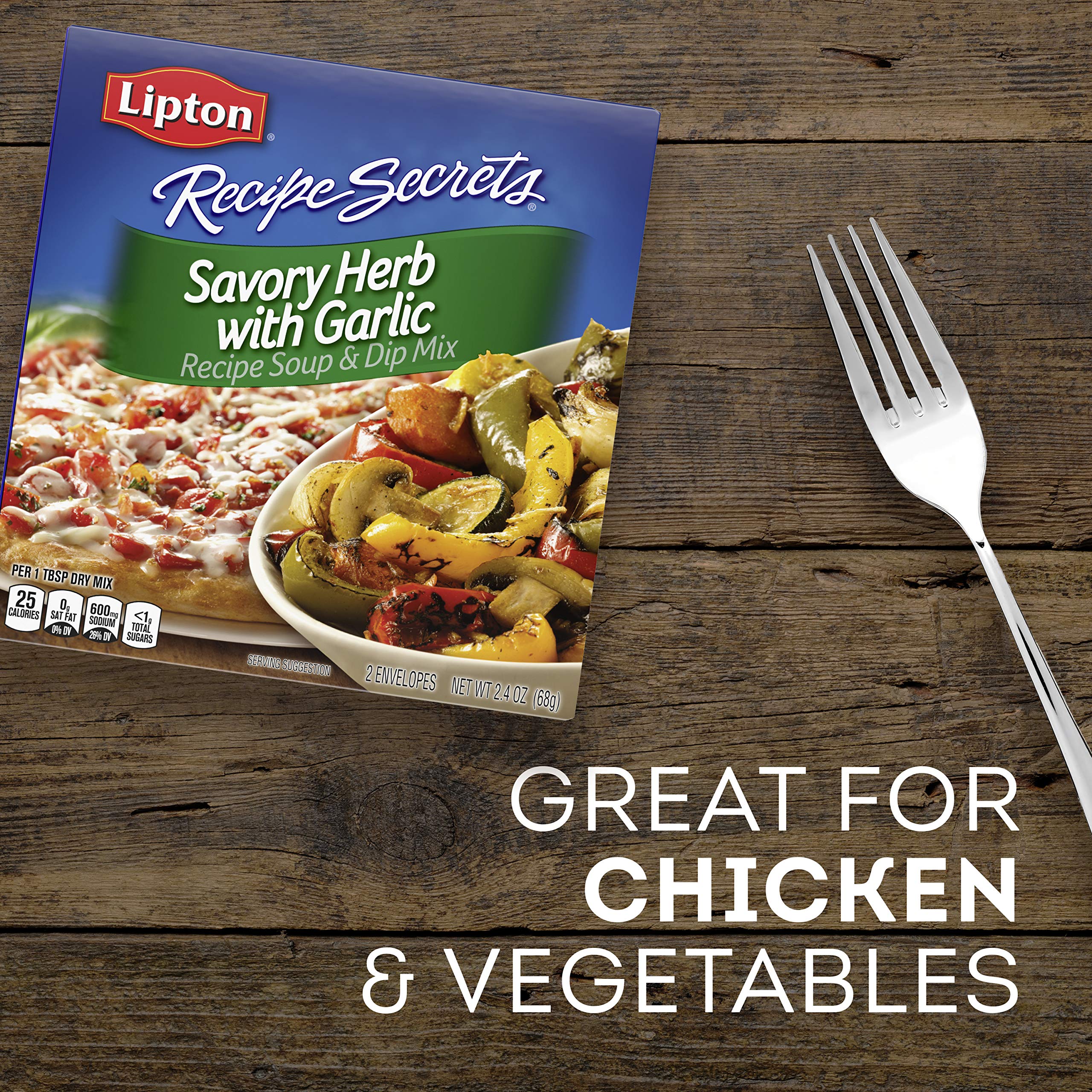 Lipton Recipe Soup & Dip Mix - Savory Herb with Garlic (2.4oz, Pack of 12) | Instant Soup Base & Seasoning for Cooking, Dips, Soups & Recipes | Perfect for Family Meals, Parties & Quick Dinners