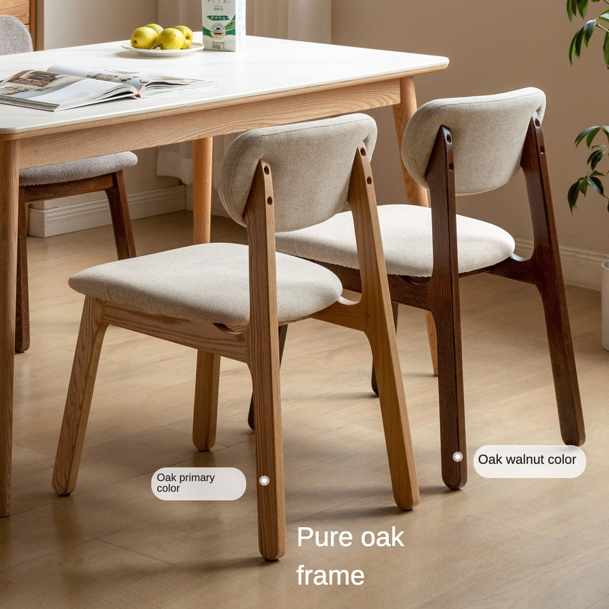 4-Piece Solid Wood Dining Chair Set - Oak, Ash & Black Walnut - Perfect for Kitchen, Dining Room & Farmhouse Decor