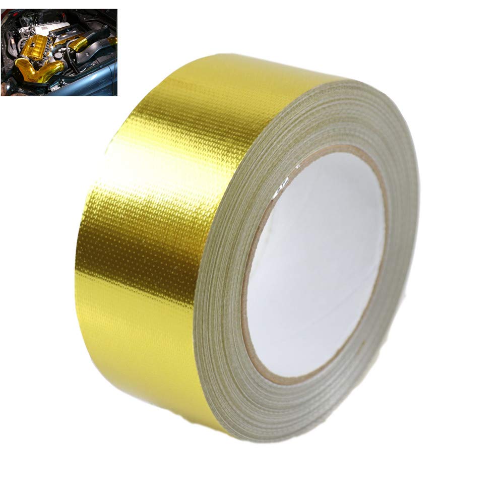 HM&FC Adhesive Backed Heat Barrier Tape Roll - 2 Inch x 64 Feet, High Temperature Resistant, Self-Adhesive Insulation Tape for Automotive, HVAC, and Industrial Pipe Protection