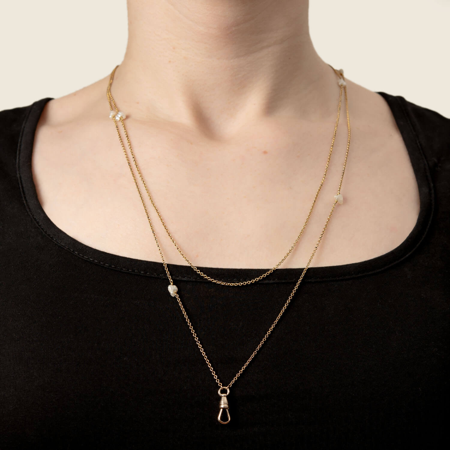 Victorian Style 14K Gold Mississippi River Pearl Necklace - 50 Inch Elegant Chain for Weddings, Anniversaries & Special Occasions