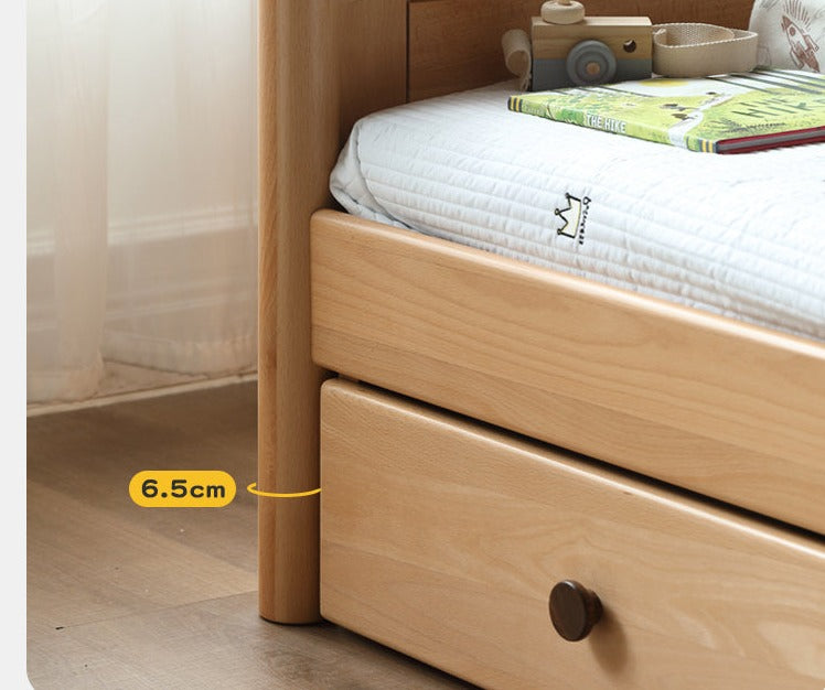 Solid Oak Wood Multi-Function Storage Bed - Queen Size Platform Bed with Underbed Drawers for Small Space Bedroom, Guest Room & Studio Apartments