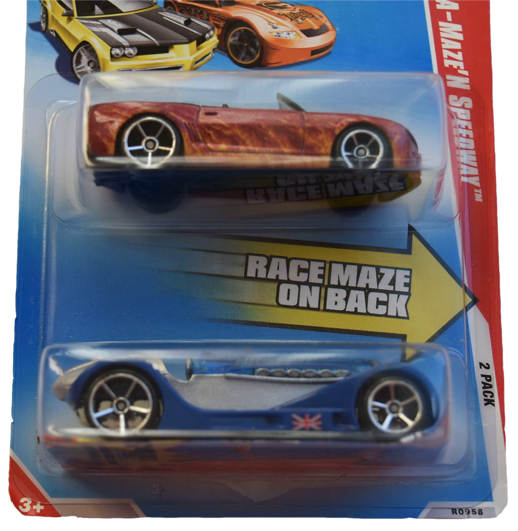 Hot Wheels 2-Pack Diecast Cars - Red Camaro Convertible Concept & Blue Brit Speed - Collectible Toy Cars for Kids & Adults - Perfect for Racing, Display & Gift Giving