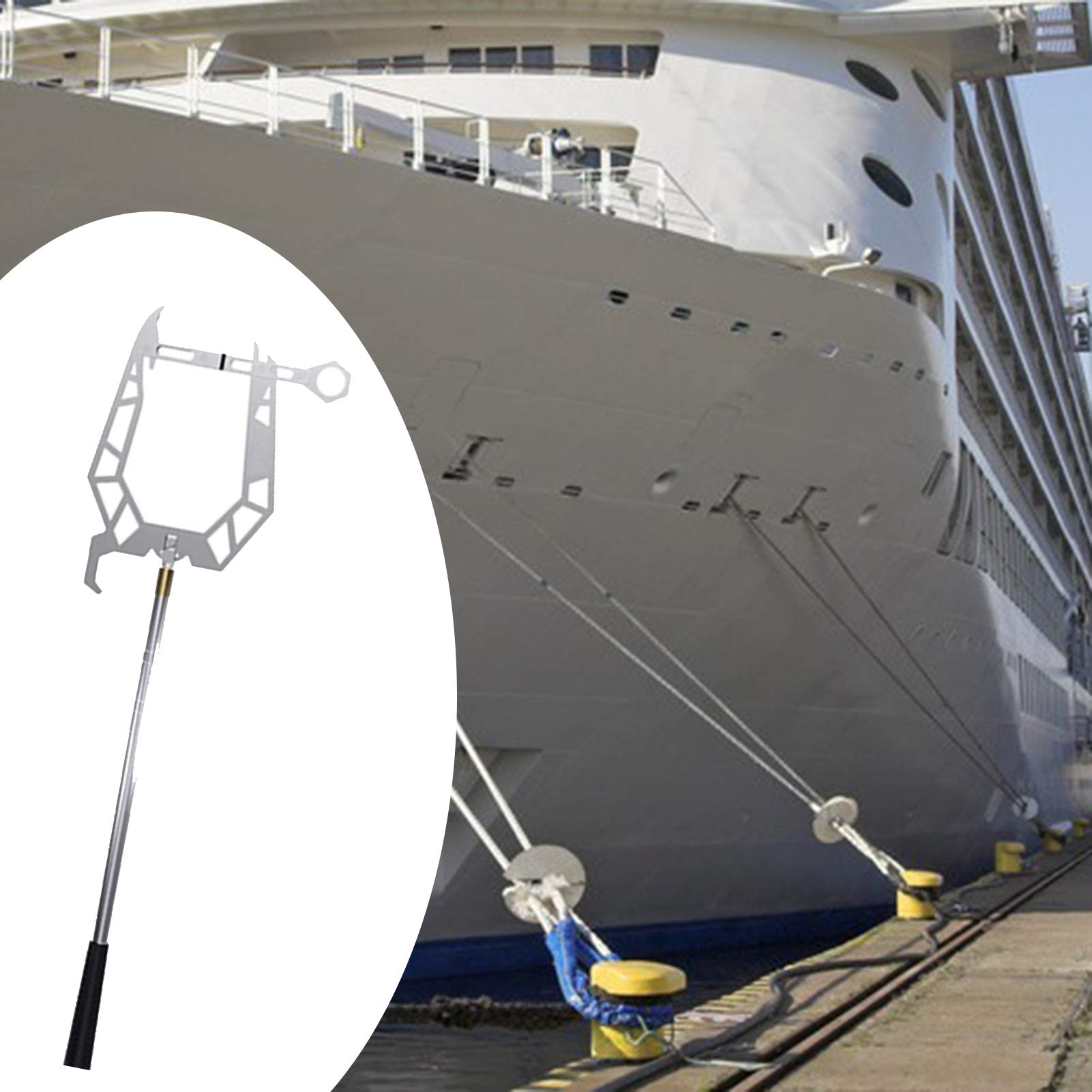 Boat Hook - Easy Long-Distance Threader with Metal Locking Ring for Docking & Gear Retrieval