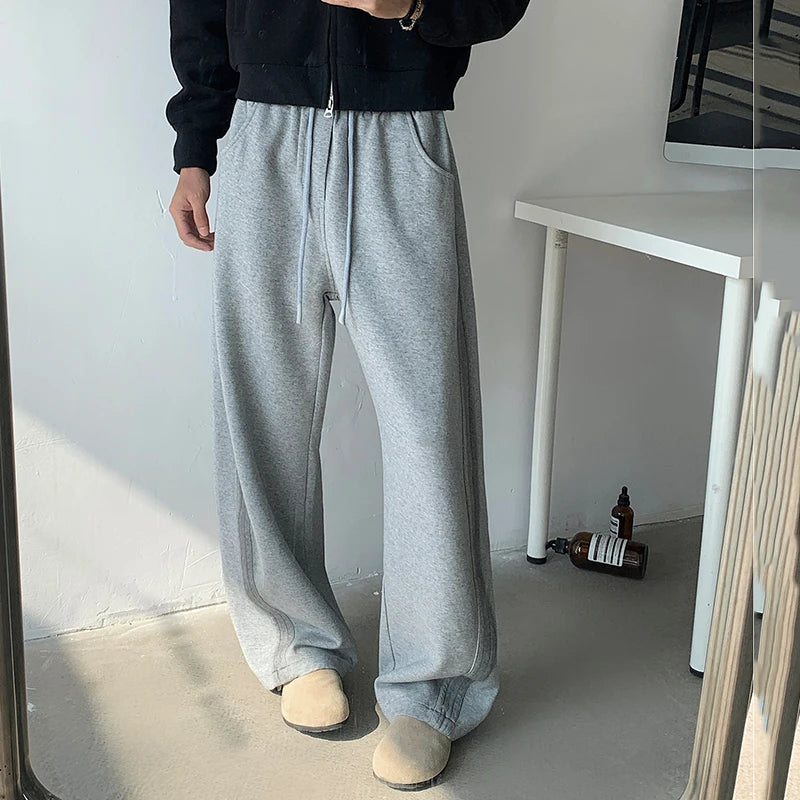 American Tie Dye Fleece Men's Casual Pants - 3D Side Webbing Drawstring Straight Wide Leg Trousers (Style 9C8930) | Comfortable Lounge Wear for Home, Yoga & Street Fashion