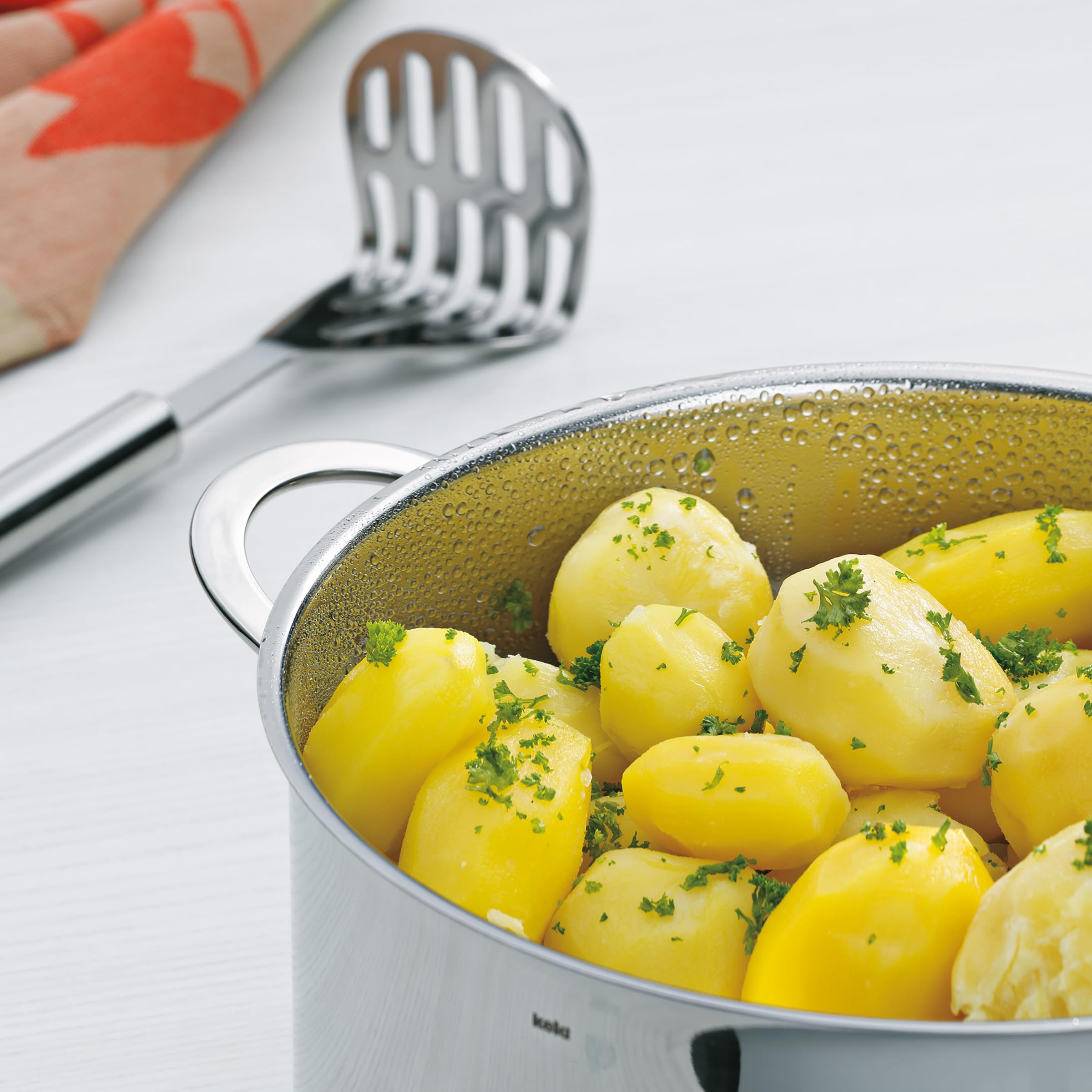Kela Cailin 24cm Stainless Steel Stock Pot with Lid - Silver Shiny Cooking Pot for Soups, Stews, Pasta & Boiling - Durable Kitchen Cookware for Home & Restaurant Use