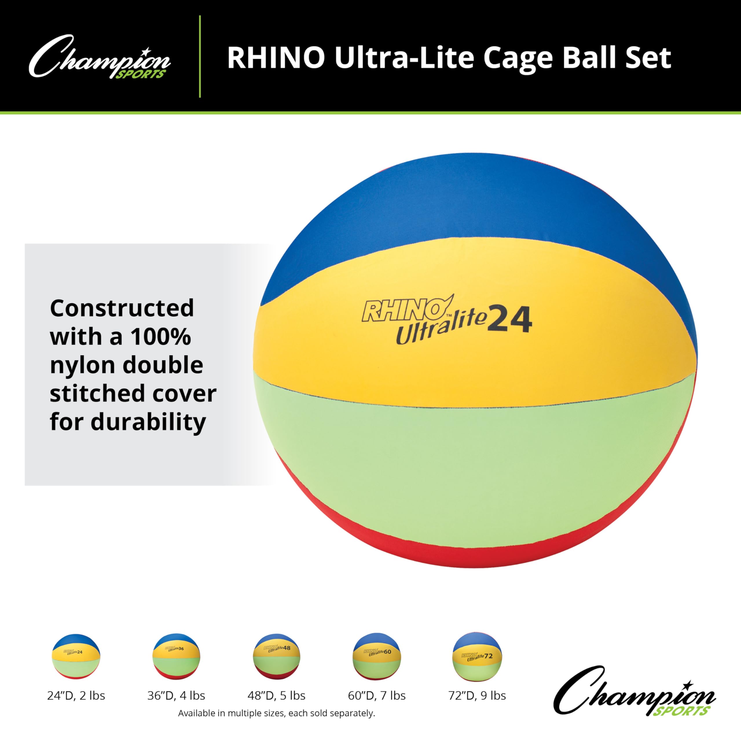 Champion Sports Rhino Lite Cage Ball Set - Durable Training & Game Balls for Baseball, Softball & Practice | Perfect for Backyard, Cage Training & Team Sports