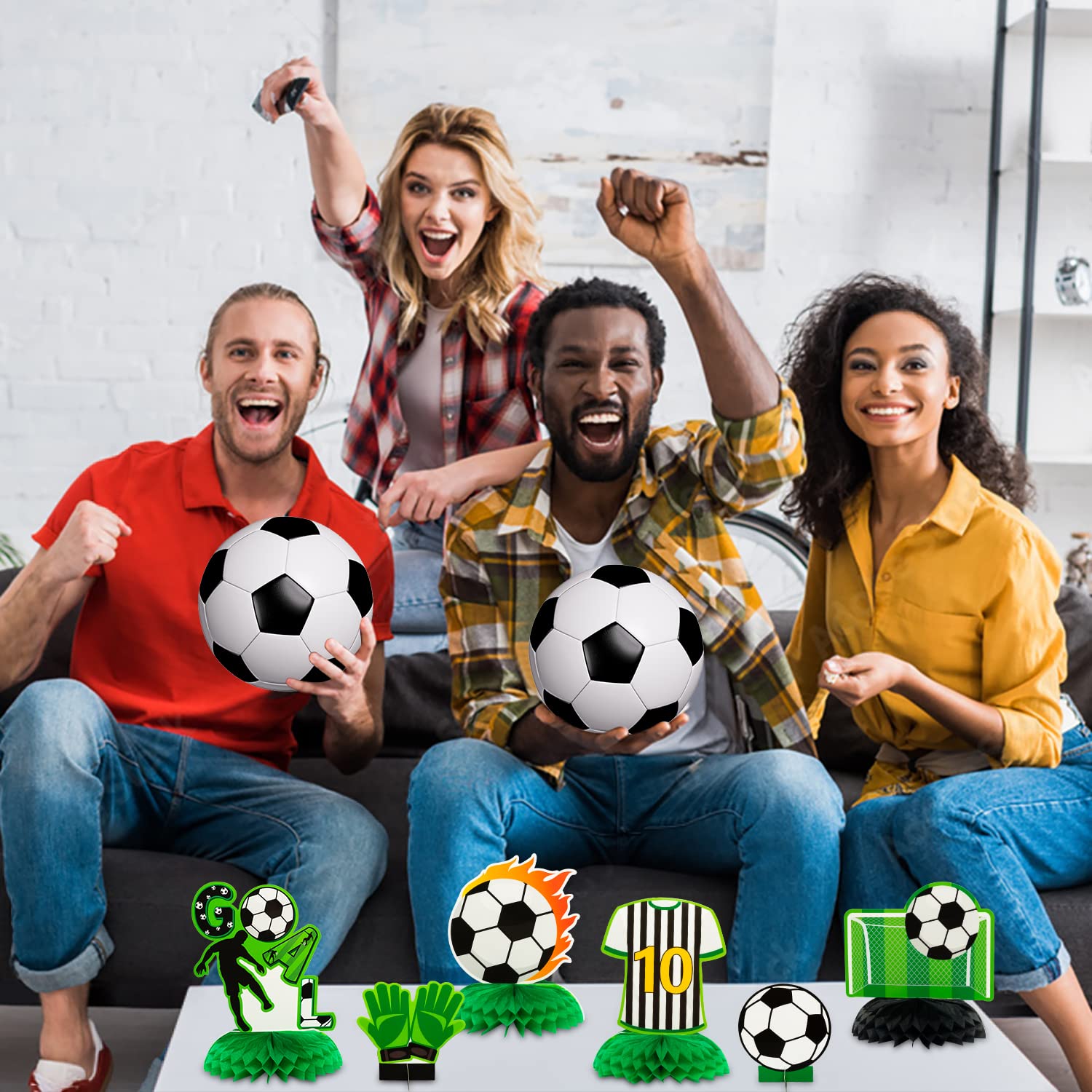 12Pcs Soccer Ball Honeycomb Centerpieces - Football Theme Party Decorations for Boys Kids Birthday Supplies | Perfect for Soccer Birthday Party, Baby Shower, and Sports Themed Events