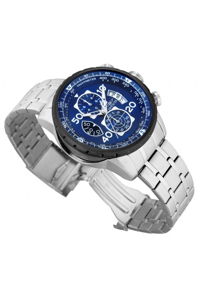 Invicta Aviator Men's Stainless Steel Quartz Watch - 48mm Large Face Pilot Style Watch for Aviation Enthusiasts & Everyday Wear