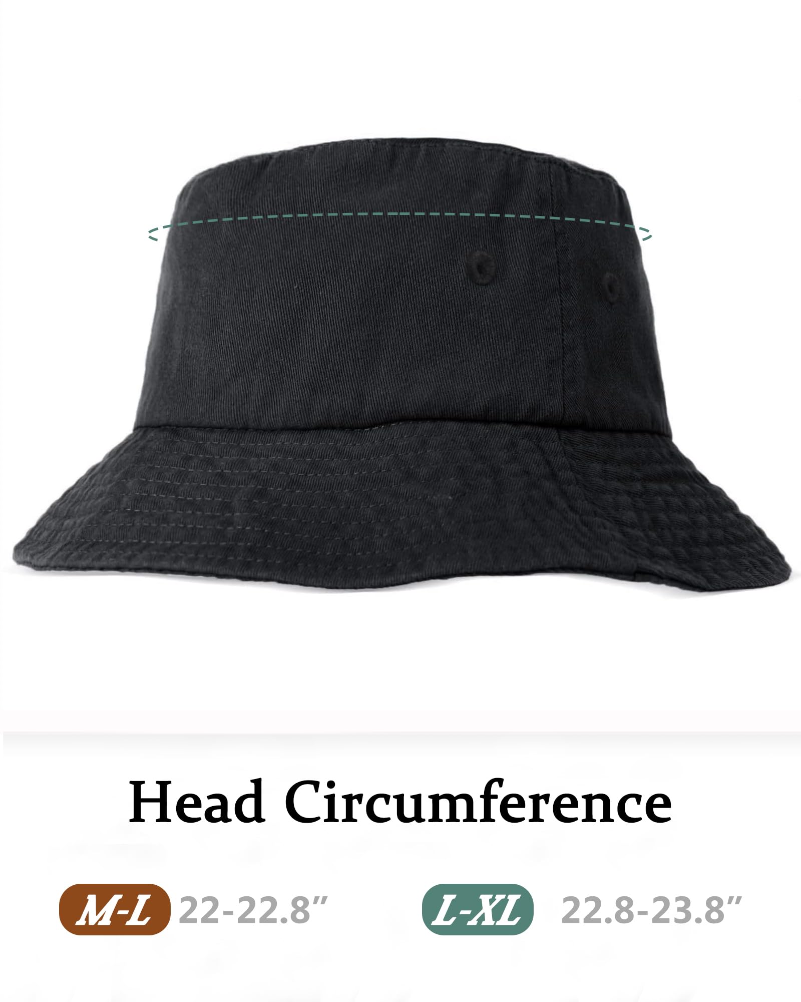Camptrace Bucket Hats for Women & Men - Breathable Washed Cotton Packable Sun Hat with Detachable String - Perfect for Summer, Beach, Hiking & Outdoor Activities