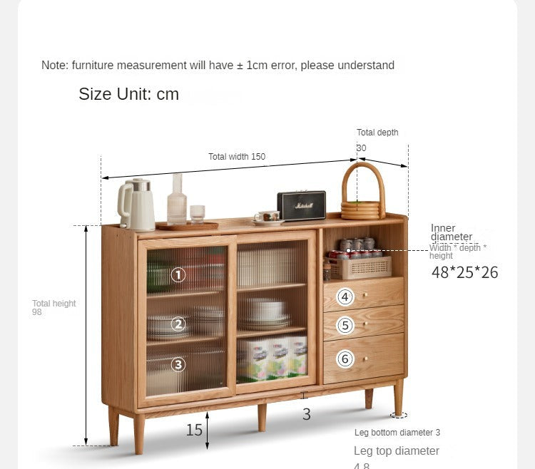 Premium Solid Wood Sideboard with Sliding Doors - Oak, Ash, Black Walnut & Cherry Options - Perfect for Dining Room Storage & Living Room Organization