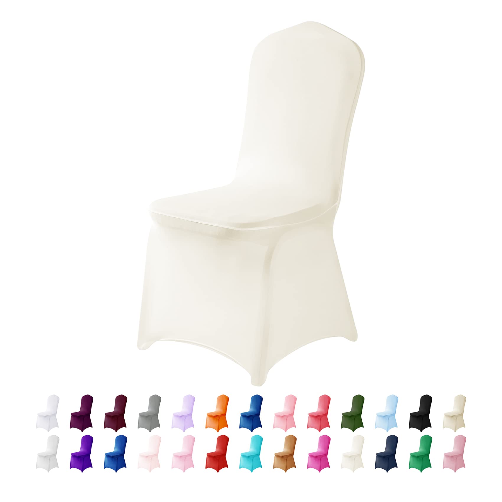 25PCS Stretch Spandex Chair Covers - Washable & Removable Elastic Chair Protectors for Living Room, Party, Banquet, Wedding, Hotel Events (Ivory) - Perfect for Home Decor & Event Seating