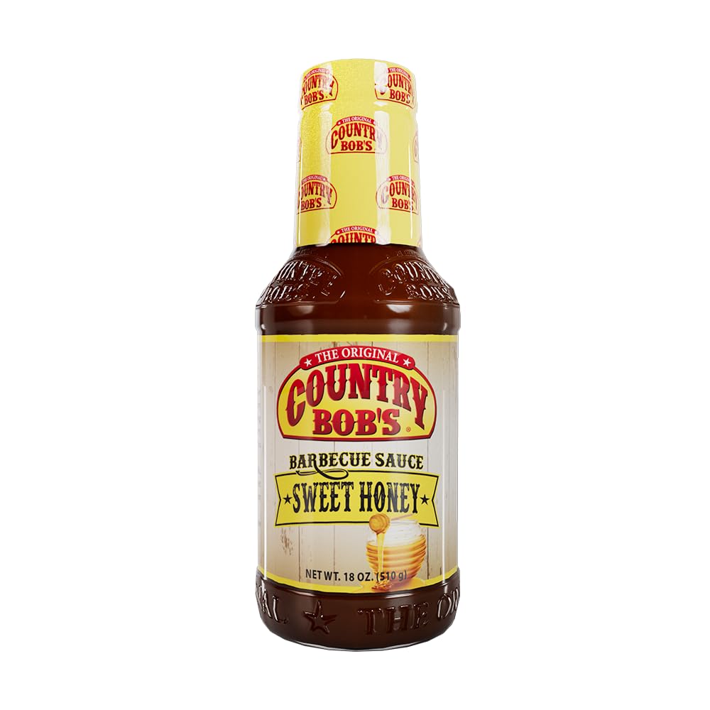 Country Bob's Sweet Honey Barbecue Sauce - Gluten Free BBQ Sauce for Grilling, Marinating Meat, Chicken, Fish & Pork | Sweet & Savory Flavor | 18oz Bottle | Perfect for Backyard BBQs, Picnics & Family Gatherings