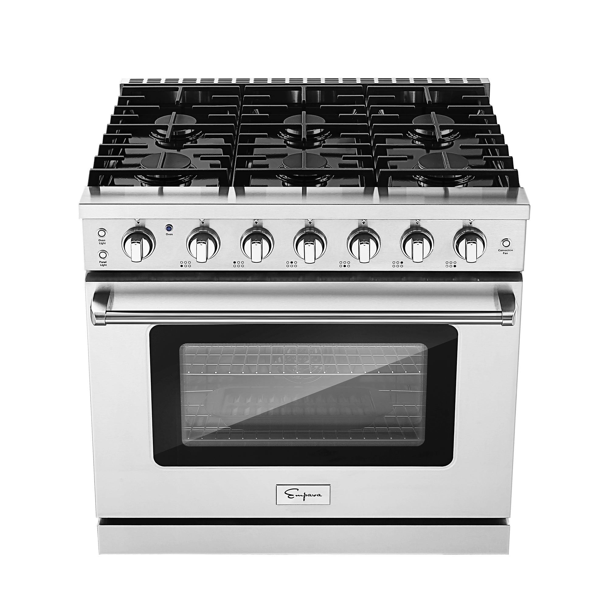 Empava 36 Inch Pro Style Freestanding Gas Range with 4 Sealed Burners - Stainless Steel 36GR11 - Perfect for Modern Kitchens & Professional Home Chefs