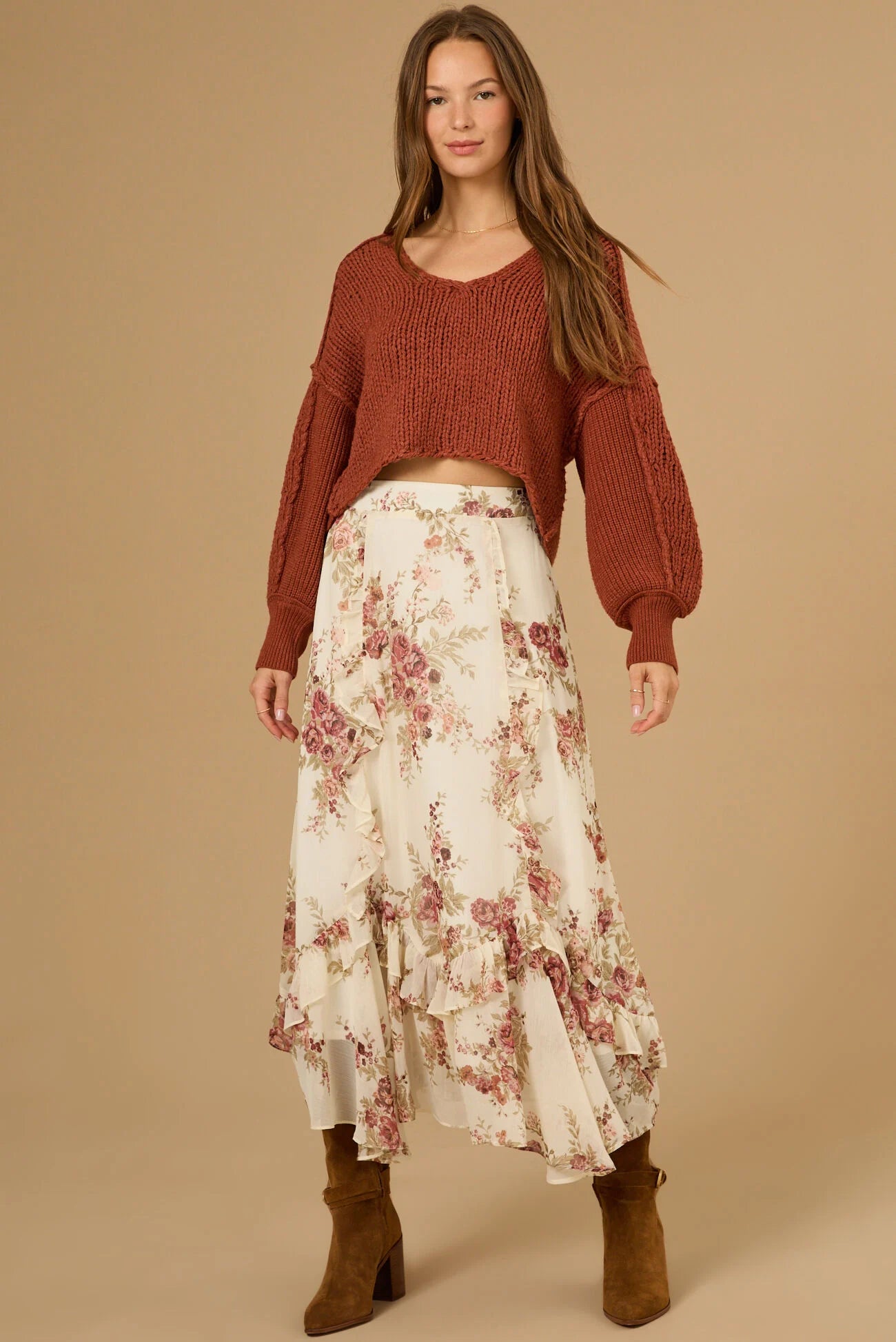 Isabella Floral Midi Skirt - Women's Summer A-Line Skirt with Pockets | Perfect for Beach, Vacation & Boho Outfits