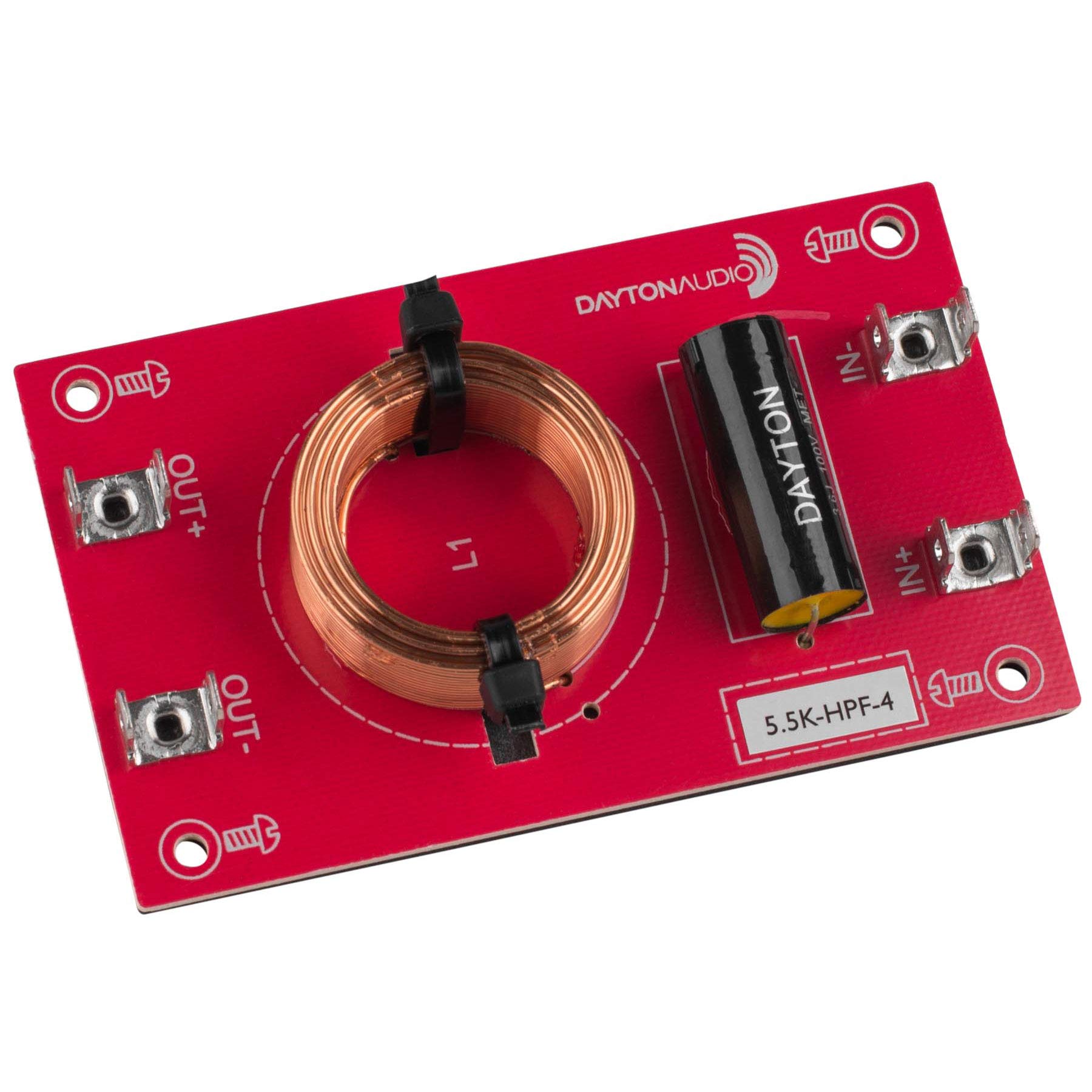 Dayton Audio 5.5k-HPF-4 High Pass Speaker Crossover 5,500 Hz 12 dB/Octave - Premium Audio Filter for Car Audio & Home Theater Systems
