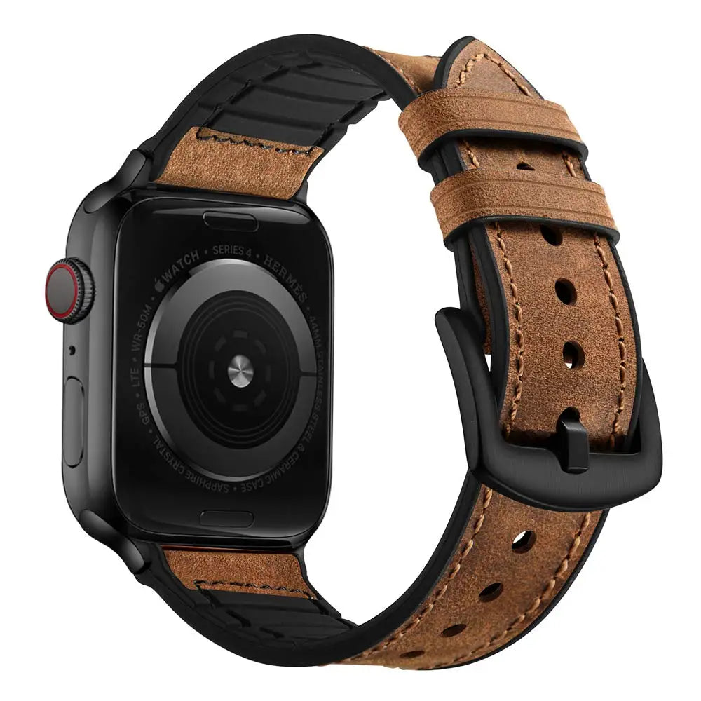 Premium Leather & Silicone Hybrid Watch Bands - Durable, Comfortable & Stylish for Men & Women - Perfect for Workouts, Office & Everyday Wear