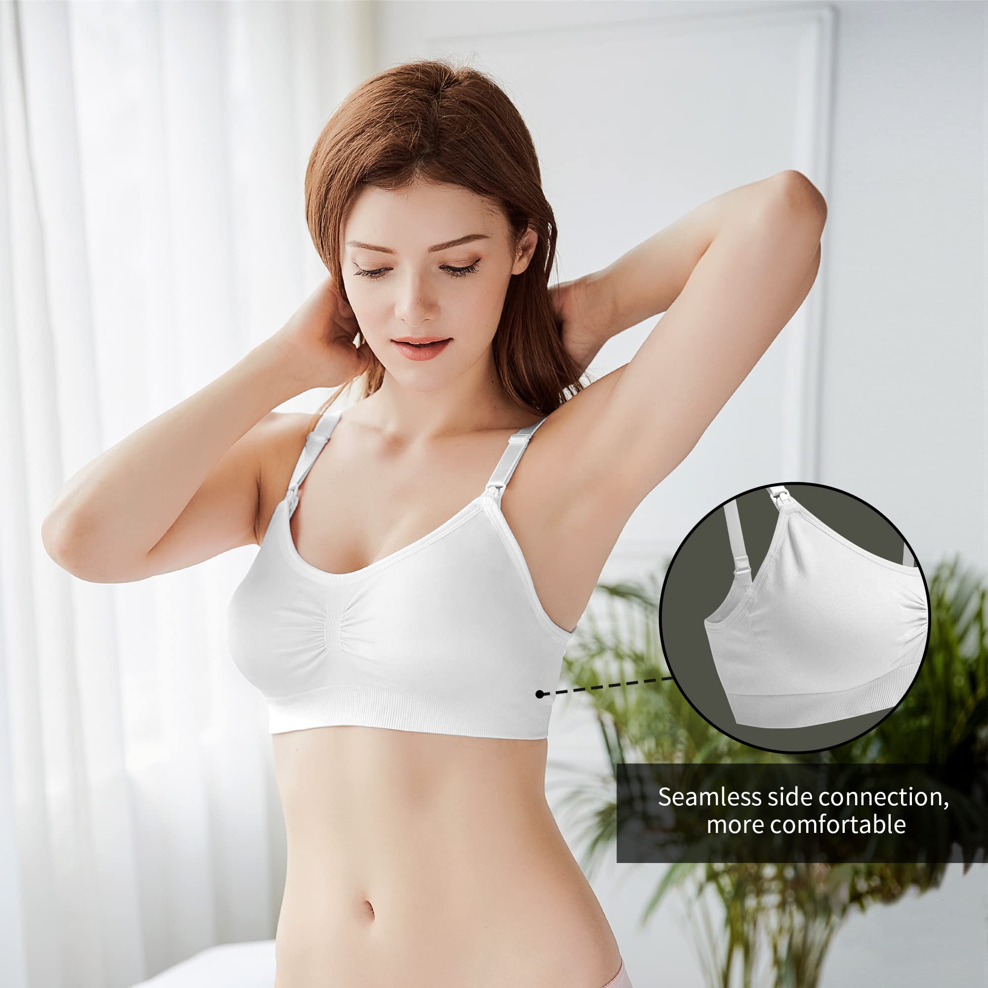 O-WareBaby Seamless Nursing Bra for Women - 3 Pack Maternity & Breastfeeding Bras (S-XXL) - Comfortable Support for Pregnancy, Nursing & Everyday Wear