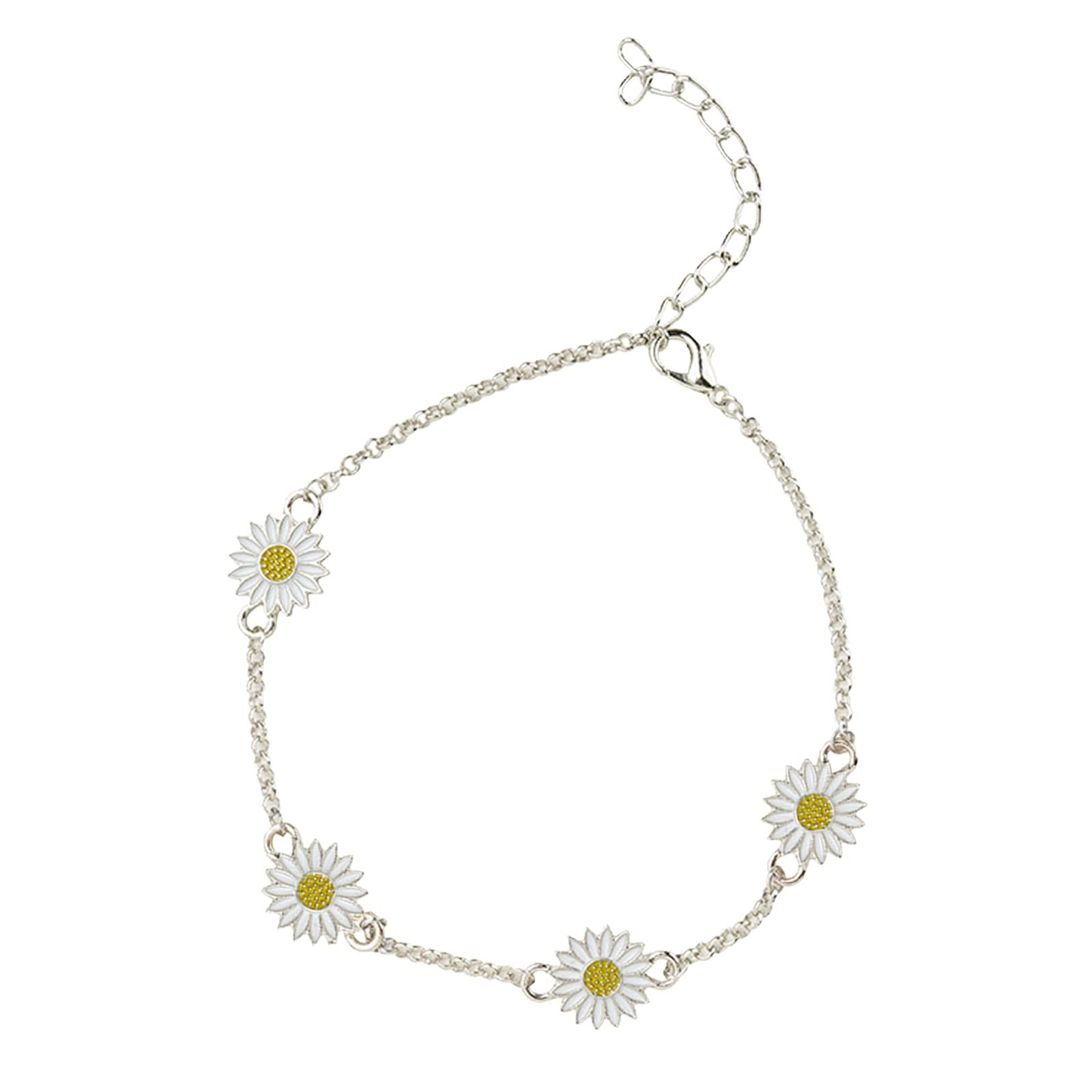 Best Friend Bracelet for Women - European Style Two-Tone Daisy Anklet, Simple & Creative Foot Jewelry, Shiny Fashion Chain Accessory | Perfect Gift for Her, Boho Chic Summer Outfits, Beach Vacation & Everyday Wear