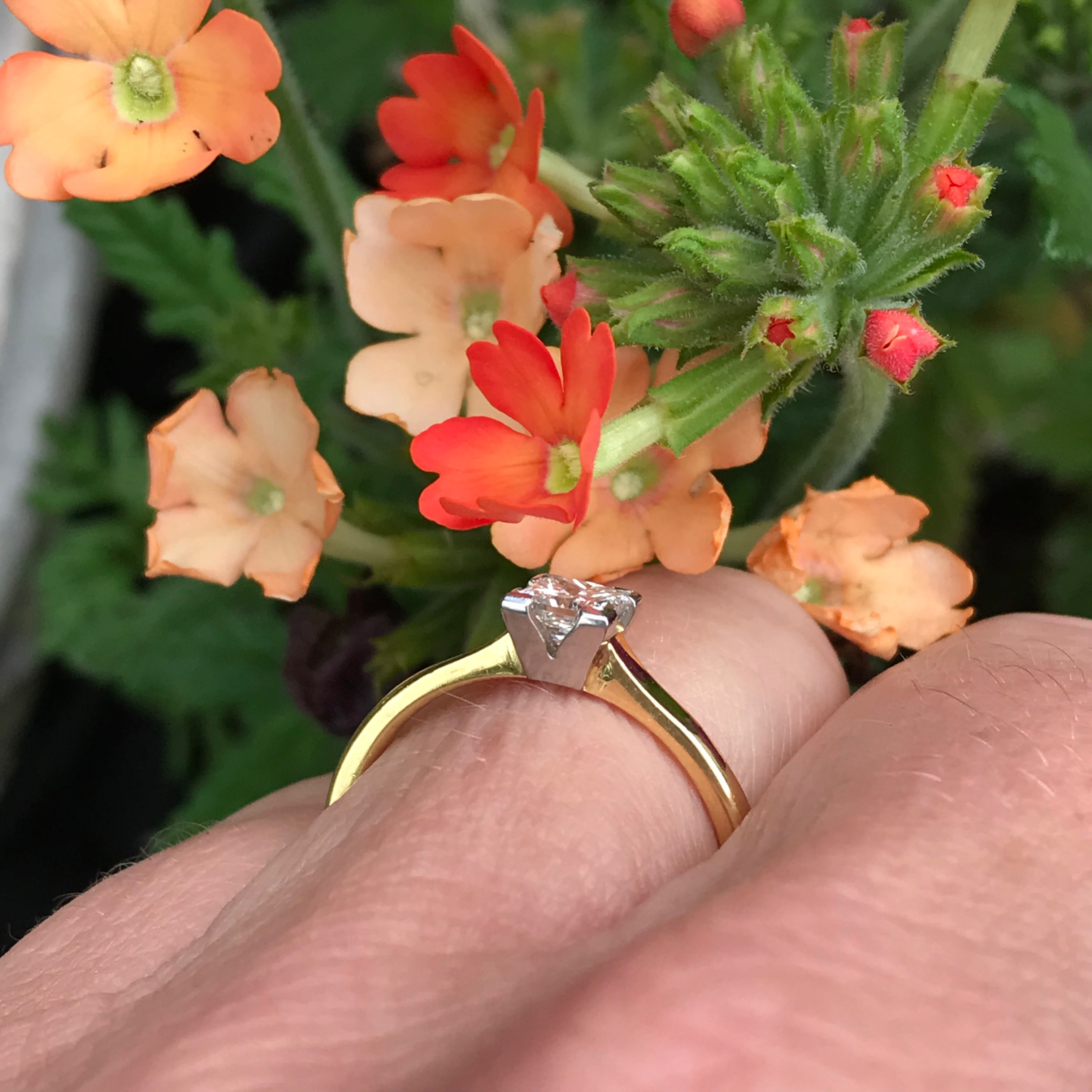 18ct Yellow Gold Platinum Princess 0.44ct Natural Diamond Ring - Elegant Engagement & Wedding Jewelry for Women