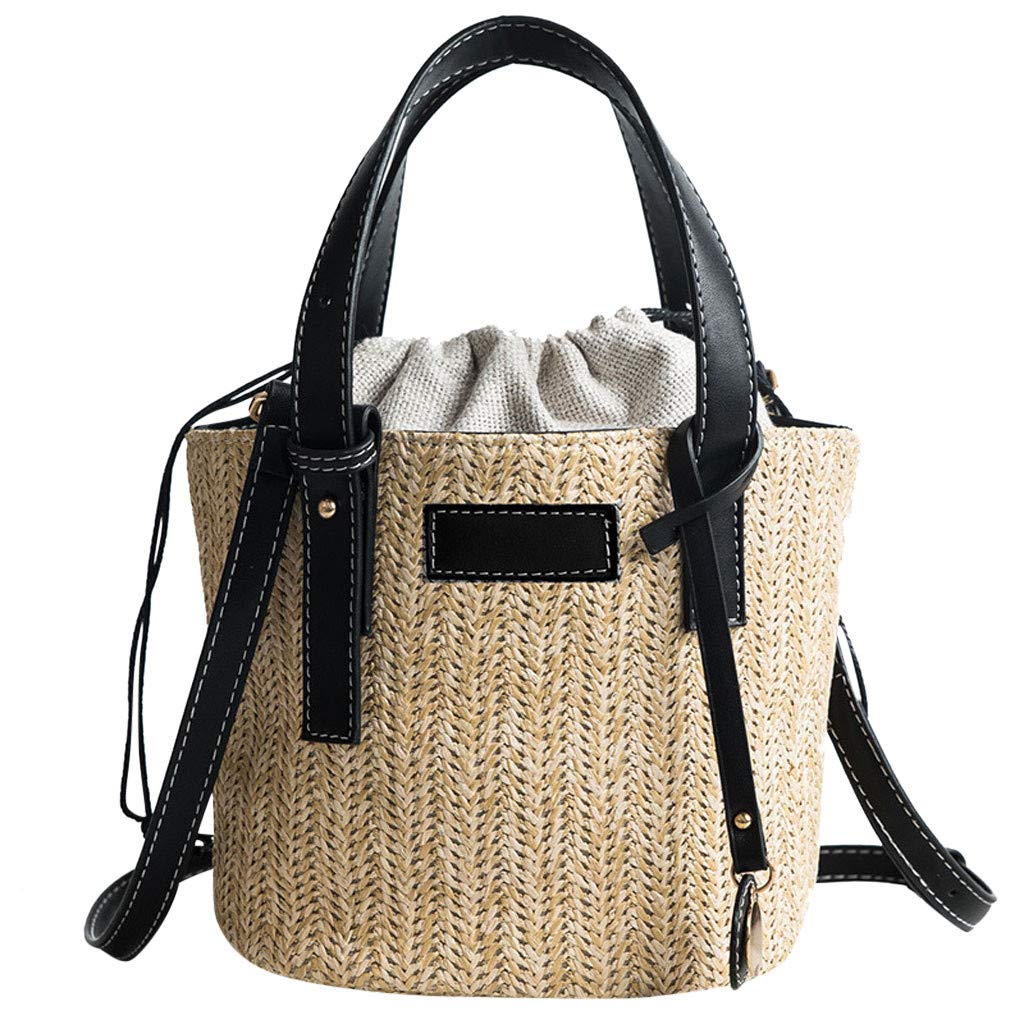 Women's Trendy Straw Weaving Beach Shoulder Bag - Summer Fashion Bucket Purse for Ladies | Perfect for Vacation, Poolside & Outdoor Activities
