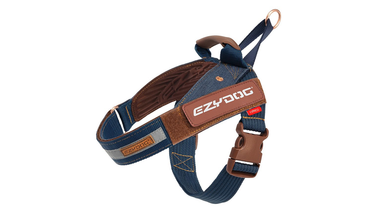 EzyDog Express Harness Denim - Adjustable Dog Harness for Medium & Large Dogs - Comfortable & Durable Walking Gear for Hiking, Running & Daily Walks
