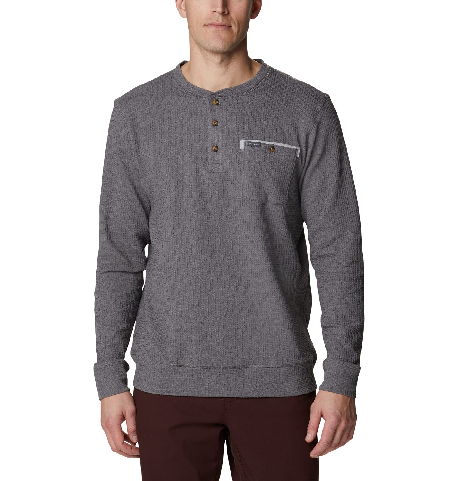 Columbia Men's Flare Gun II Waffle Henley Shirt - Long Sleeve Thermal Top for Outdoor Hiking & Camping in Cold Weather