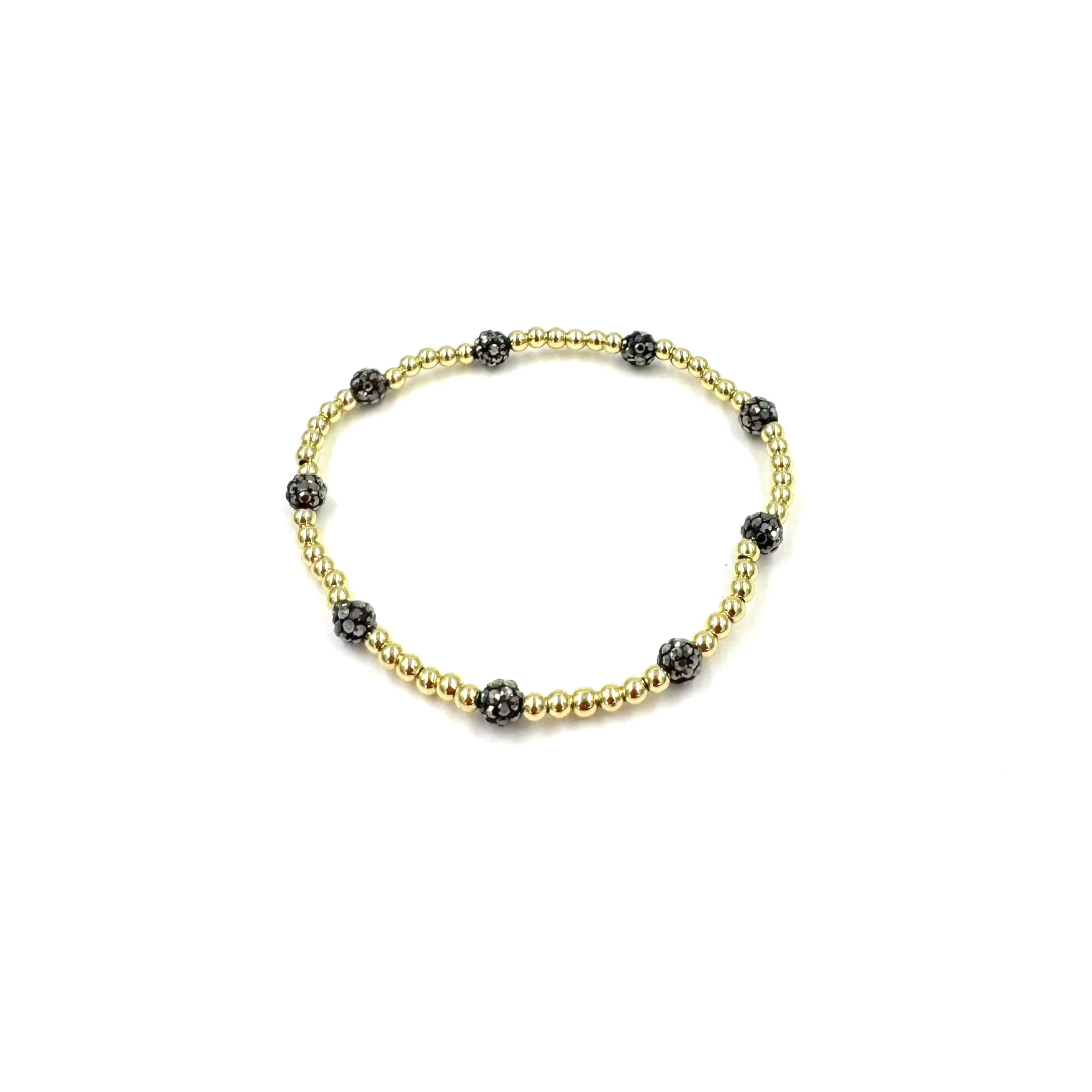 Ashley Gold Stainless Steel Gold Plated CZ Ball Cluster Stretch Bracelet - Elegant Beaded Design for Women's Fashion Jewelry | Perfect for Parties, Weddings & Special Occasions