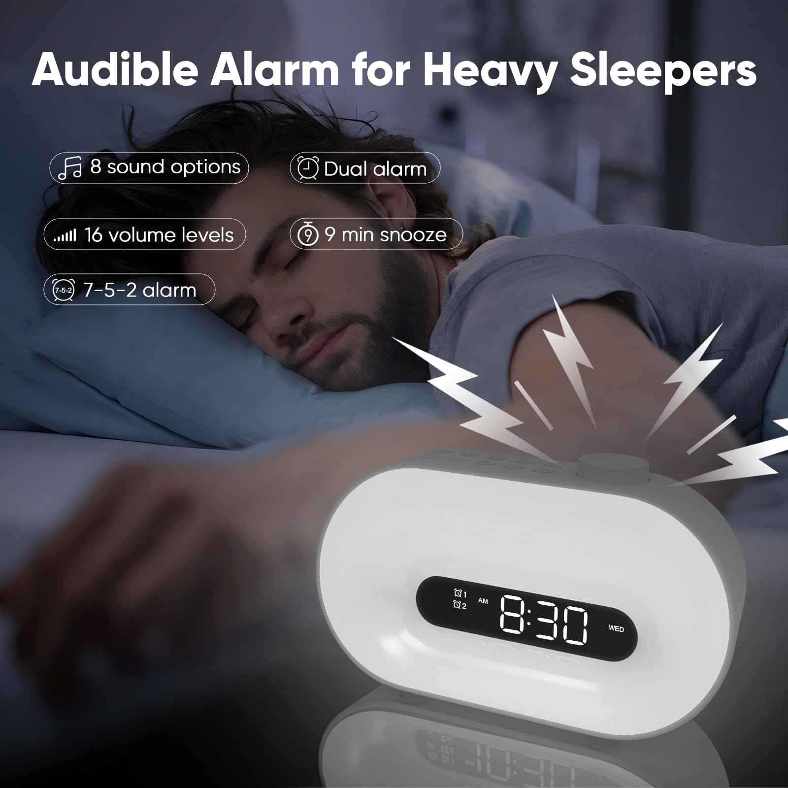 Sunrise Alarm Clock with Wake Up Light for Kids & Adults - FM Radio, Bluetooth Speaker, Nightlight & Dawn Simulator - Perfect for Heavy Sleepers, Bedroom, Office, Travel - Ideal Gift for Boys, Girls, Men & Women
