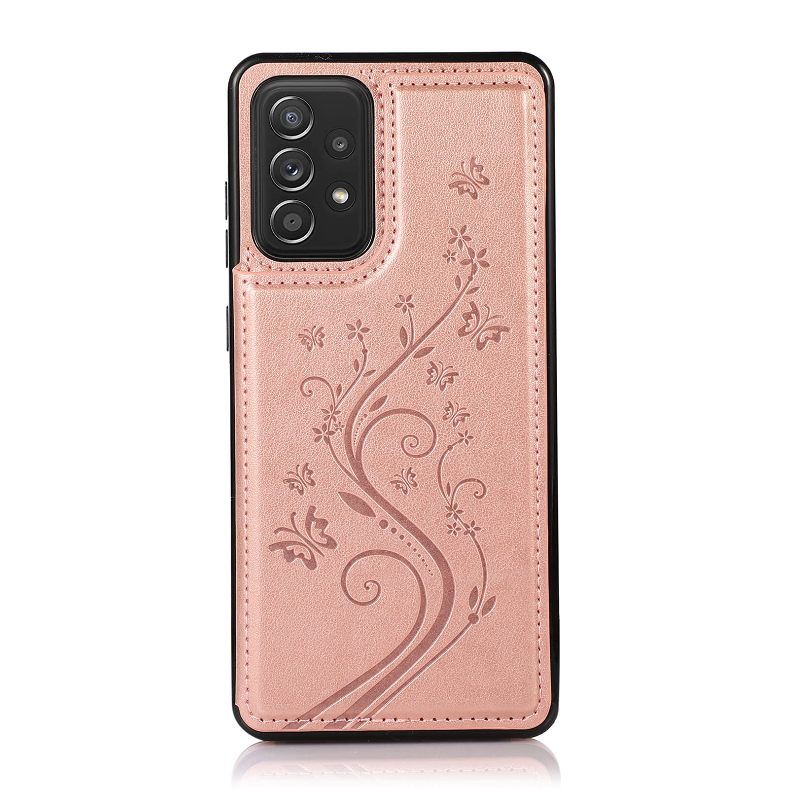 Samsung Galaxy A53 5G Case 2022 with Tempered Glass Screen Protector - Wallet Flip Leather Phone Cover with Card Holder & Stand - Compatible with Galaxy A53 5G SM-A536U (Rose Gold) - Perfect for Women's Everyday Use, Business Travel & Commuting