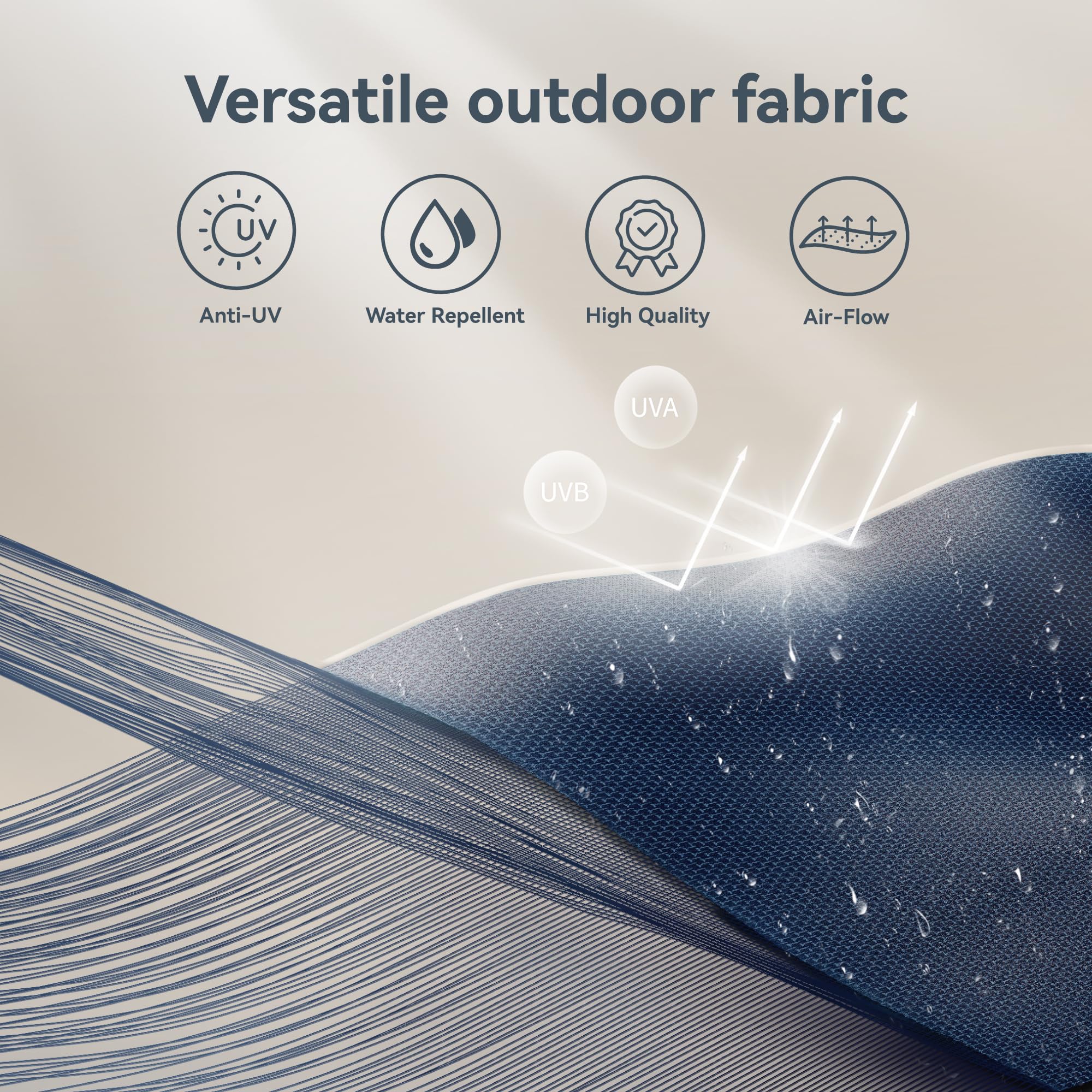 PHI VILLA 15ft Large Outdoor Patio Umbrella with Solar LED Lights - Double-Sided Rectangle Market Umbrella for Deck, Poolside & Backyard - Includes Heavy Duty Base Stand (Navy Blue) - Perfect for Outdoor Dining, Lounging & Entertaining