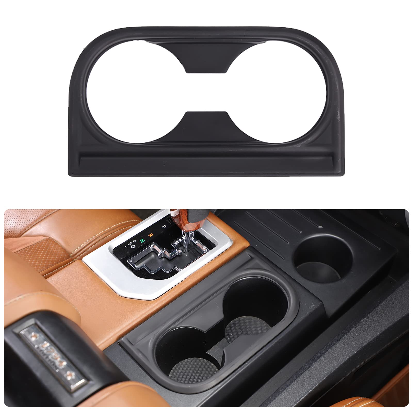 Premium ABS Car Front Seat Central Armrest Cup Holder for Toyota Tundra 2014-2021 - Matte Black Interior Accessory | Durable Cup Holder Cover Frame Trim | Perfect for Road Trips & Daily Commutes