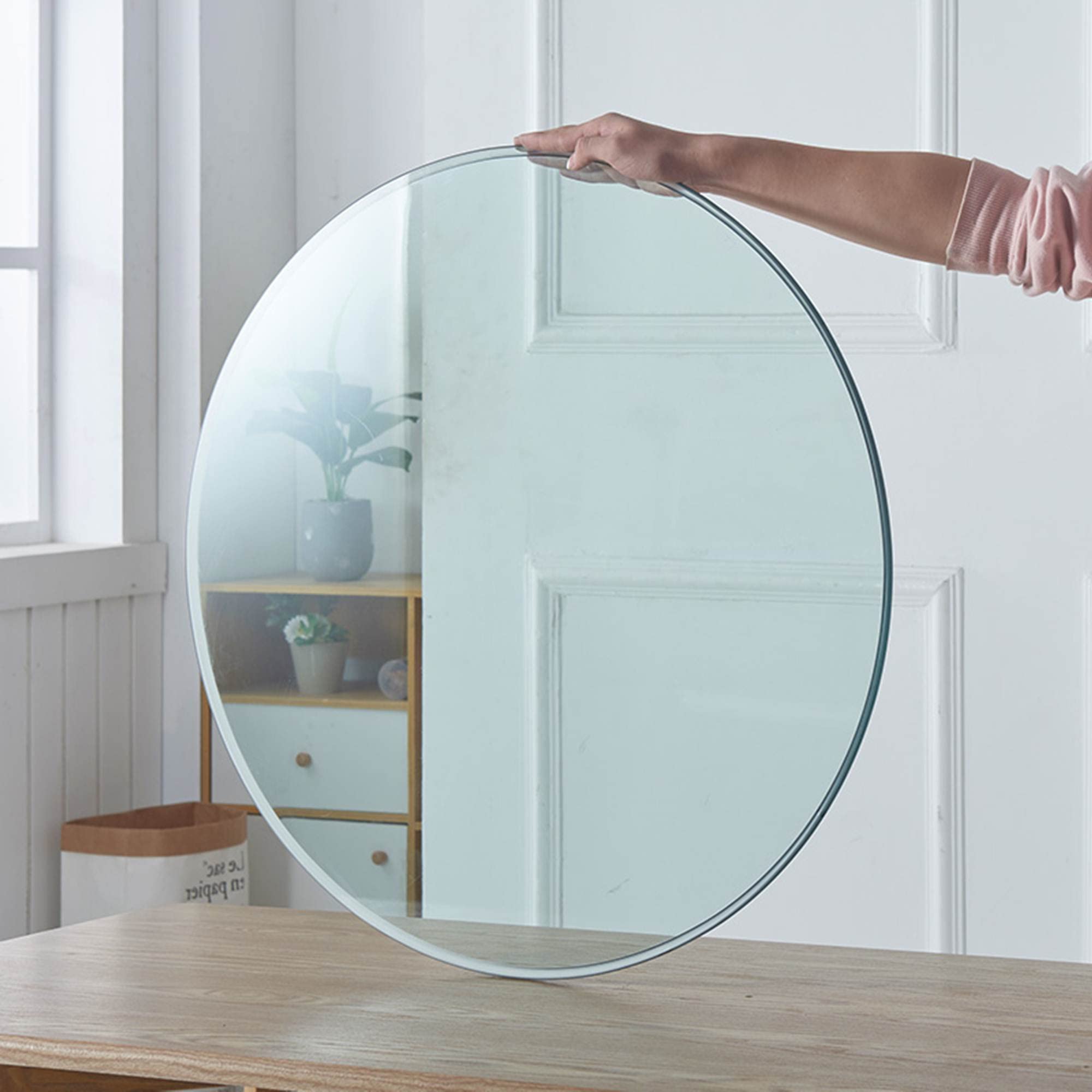 42 Inch Round Tempered Glass Table Top - Clear DIY Replacement Glass Plate with Chamfered Polished Edge - Durable China-Made Tempered Glass for Dining Tables, Coffee Tables, and Office Desks