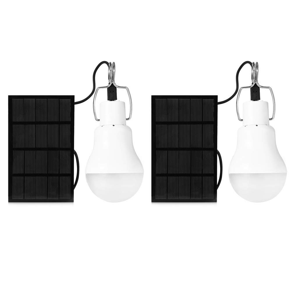 IVYSHION Rechargeable Solar Light Bulb - 130LM Portable LED Solar Powered Bulb for Indoor & Outdoor Use - Perfect for Camping, Hiking, Fishing, Tents, Sheds, Chicken Coops (2-Pack) - Solar Energy Lighting Solution for Emergency & Off-Grid Areas