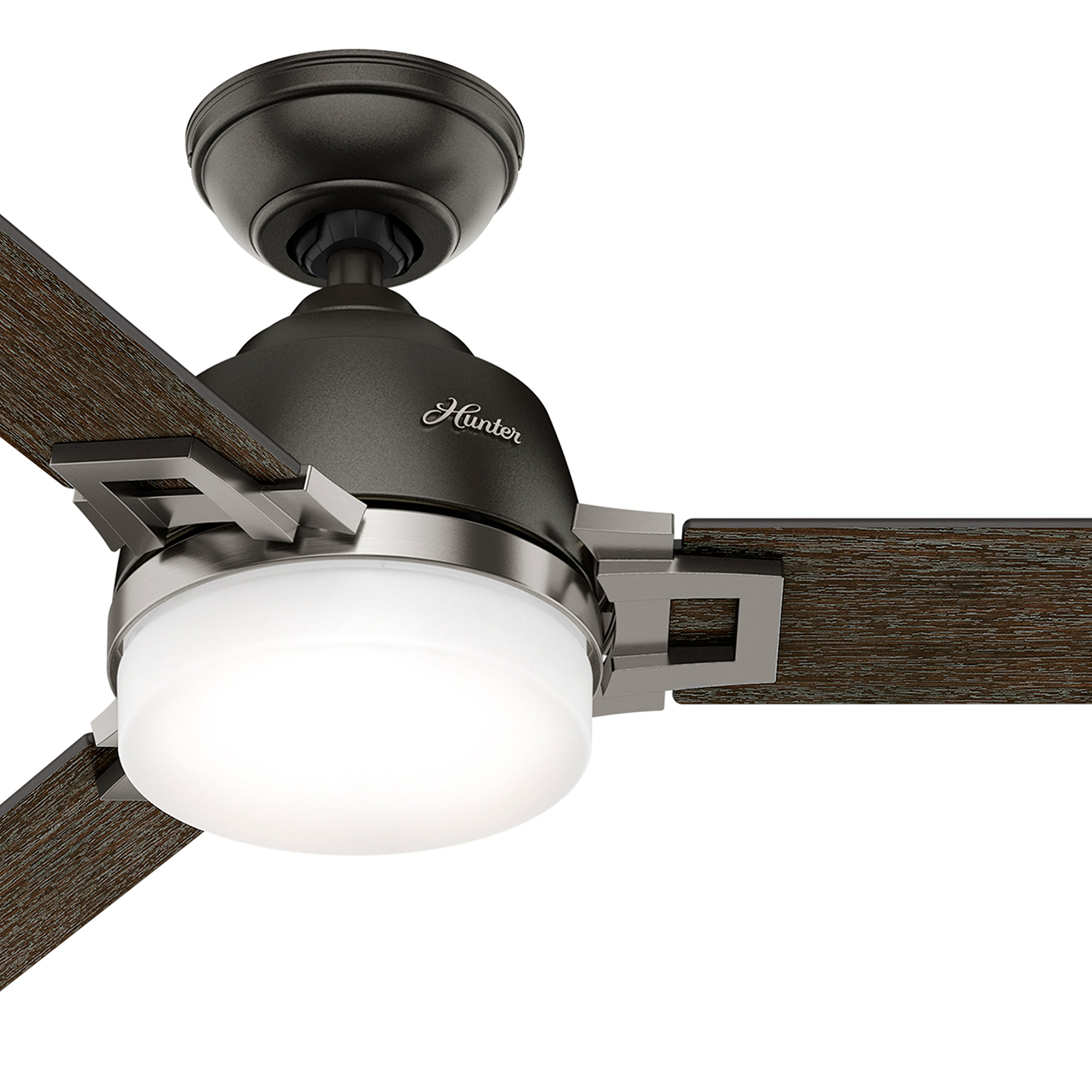 Hunter Fan 48 Inch Modern Ceiling Fan with LED Light Kit & Remote Control - Noble Bronze Finish | Energy Efficient Cooling for Living Room, Bedroom & Office (Renewed)