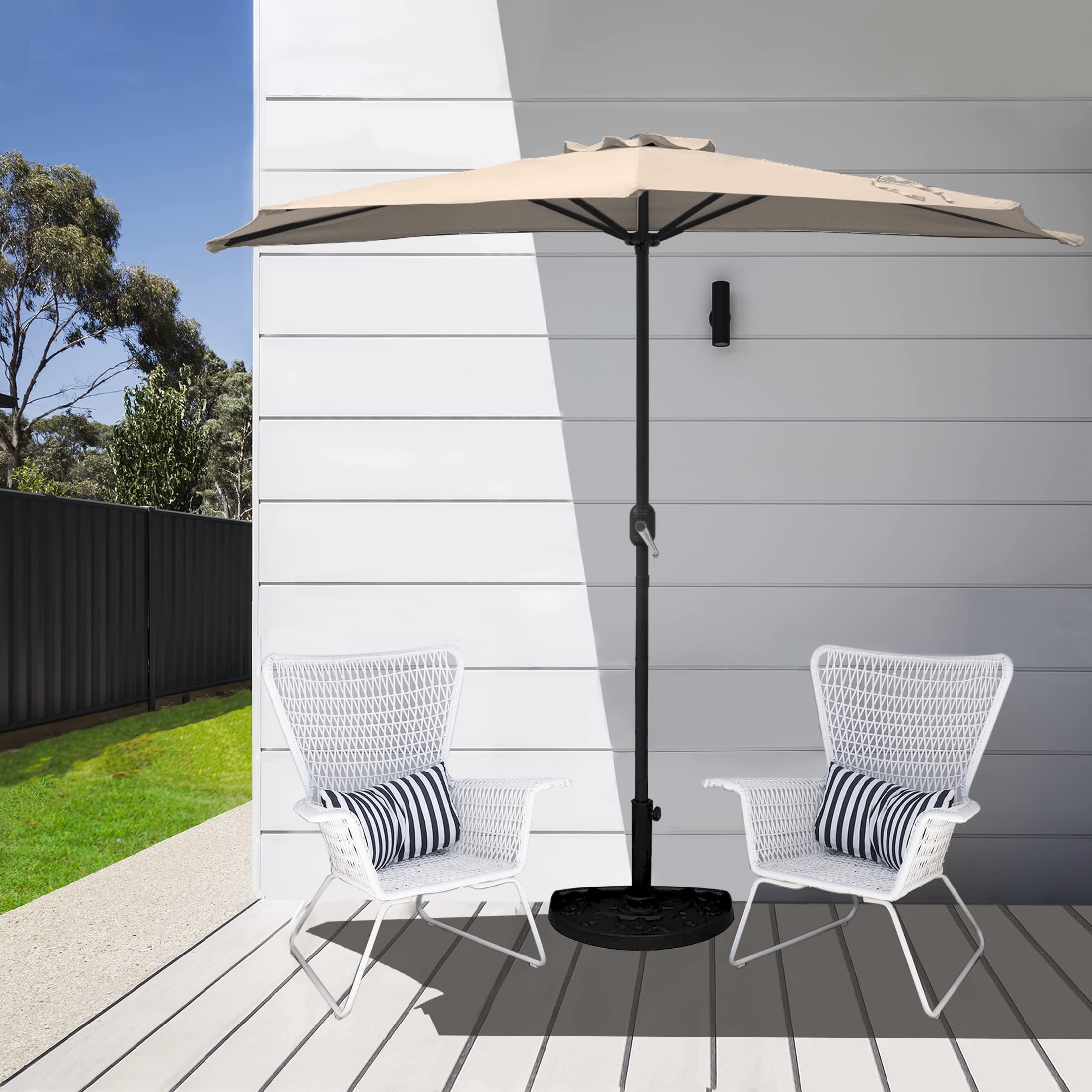 WestinTrends Lanai 9 Ft Outdoor Patio Half Umbrella - Sun Shade for Poolside, Beach, Backyard & Garden - Waterproof & UV Protection Canopy