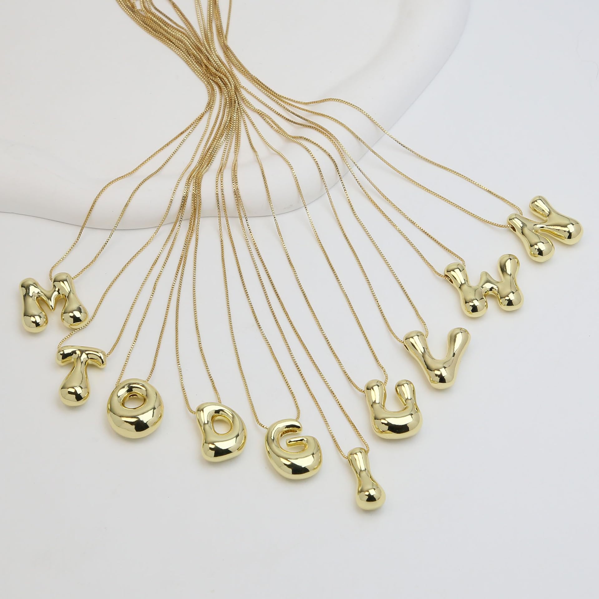 Dainty Bubble Letter Necklace for Women - 14K Gold Plated Initial Pendant with Balloon Alphabet Charm on Delicate Chain | Elegant Personalized Jewelry Gift for Birthday, Anniversary & Everyday Wear