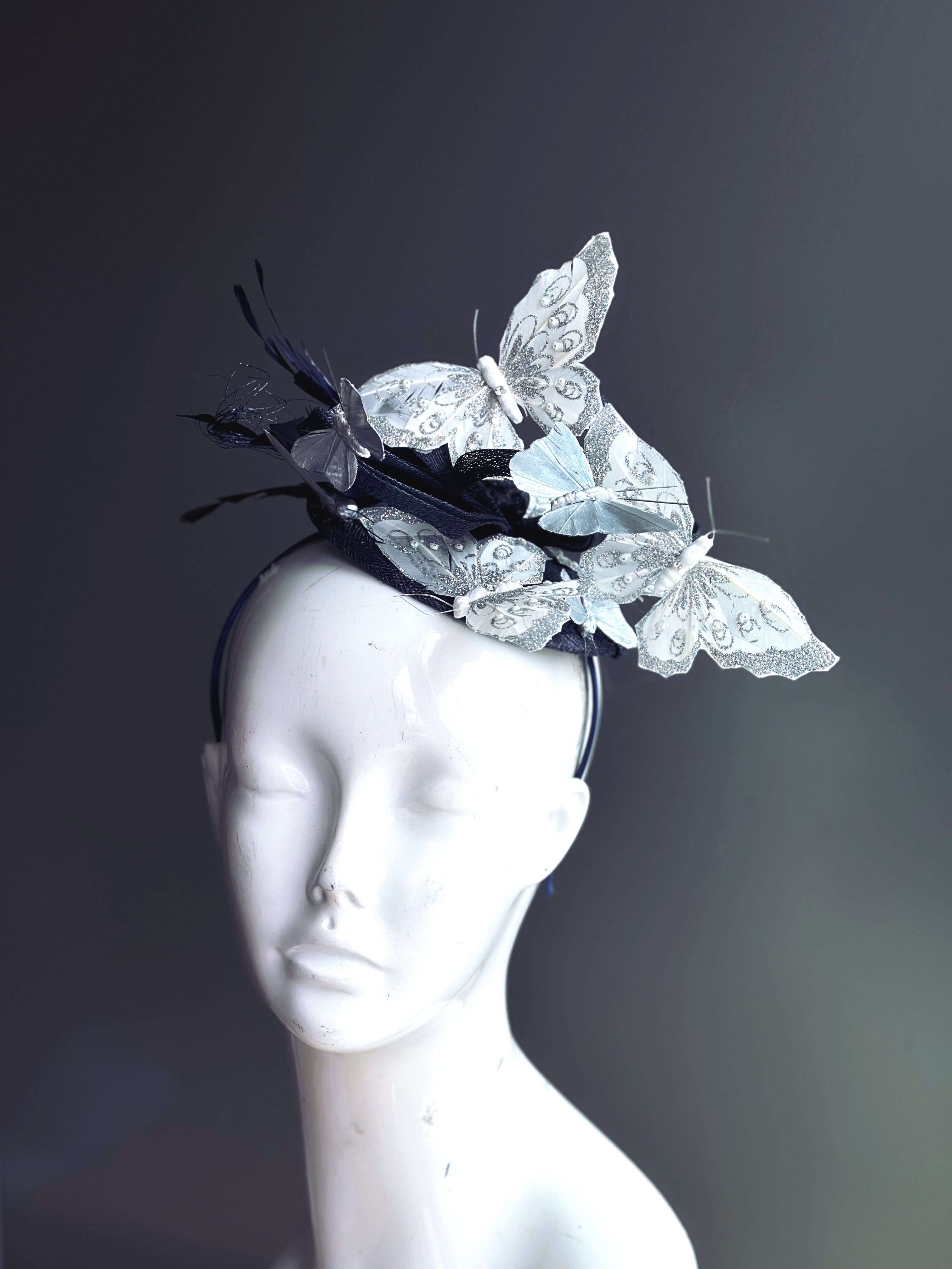 Elegant Silver Butterfly Fascinator Hair Clip - Perfect for Weddings, Parties, and Special Occasions