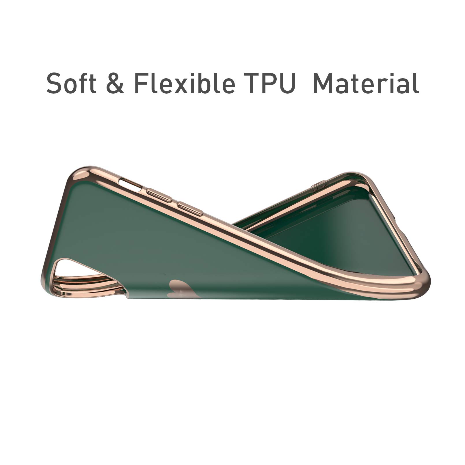 EYZUTAK iPhone 11 Case 6.1 Inch - Soft Silicone TPU Slim Protective Cover with Electroplated Heart Design, Luxury Shockproof Phone Case (Dark Green Heart) - Perfect for Everyday Use, Work & Travel Protection