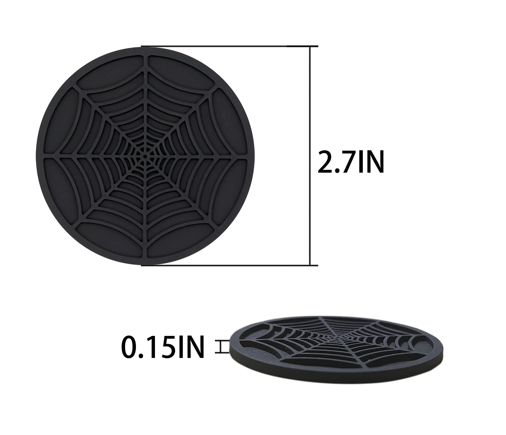 2 Pack Universal Car Cup Holder Coaster - Anti-Slip Auto Cup Holder Insert for Most Vehicles, Durable Spider Web Design Interior Accessories (Black) | Perfect for Road Trips, Commuting & Preventing Spills