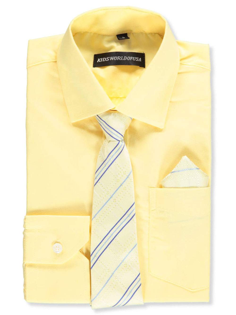 Kids World Boys' Dress Shirt Set with Patterned Tie & Accessories | Formal Wear for School, Parties & Special Occasions