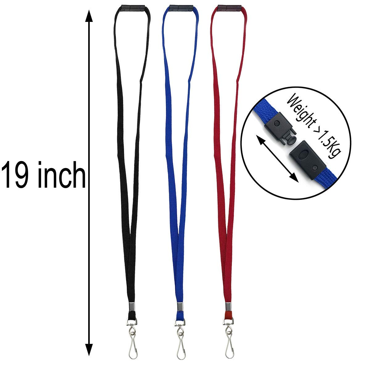 Premium Breakaway Safety Lanyard with J-Hook for ID Badges - Office & Events (50 PCS)