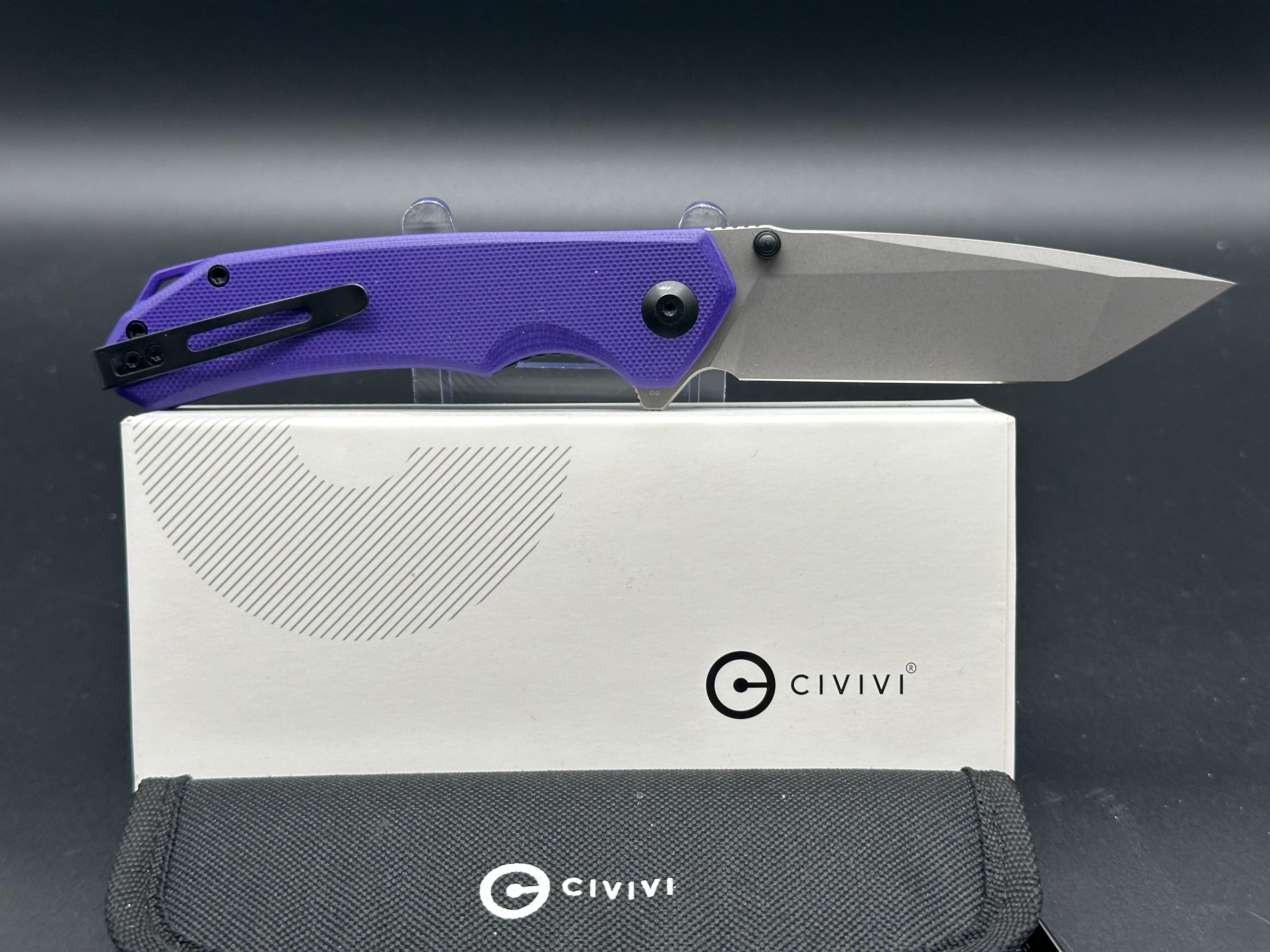 CIVIVI Brazen Tanto Folding Knife - Purple G10 Handle, 3.5