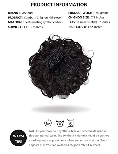 Classic Curly Chignon Hairpiece Bun - Elegant Synthetic Hair Bun for Women | Perfect for Weddings, Prom, Cosplay & Everyday Hairstyles