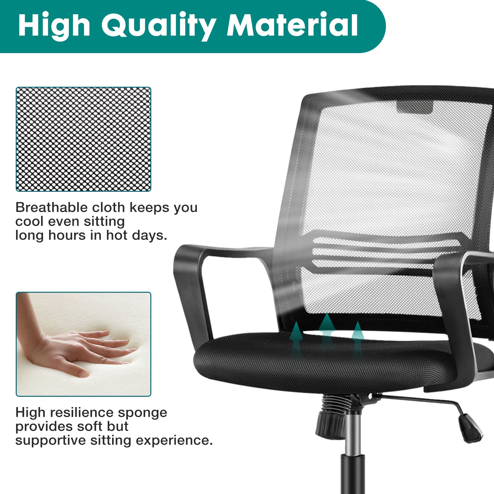 OLIXIS Adjustable Drafting Chair - Ergonomic Standing Office Chair with Lumbar Support, Height Adjustable & Breathable Mesh Seat, Foot Ring - Dark Black for Architects, Designers & Home Office Use