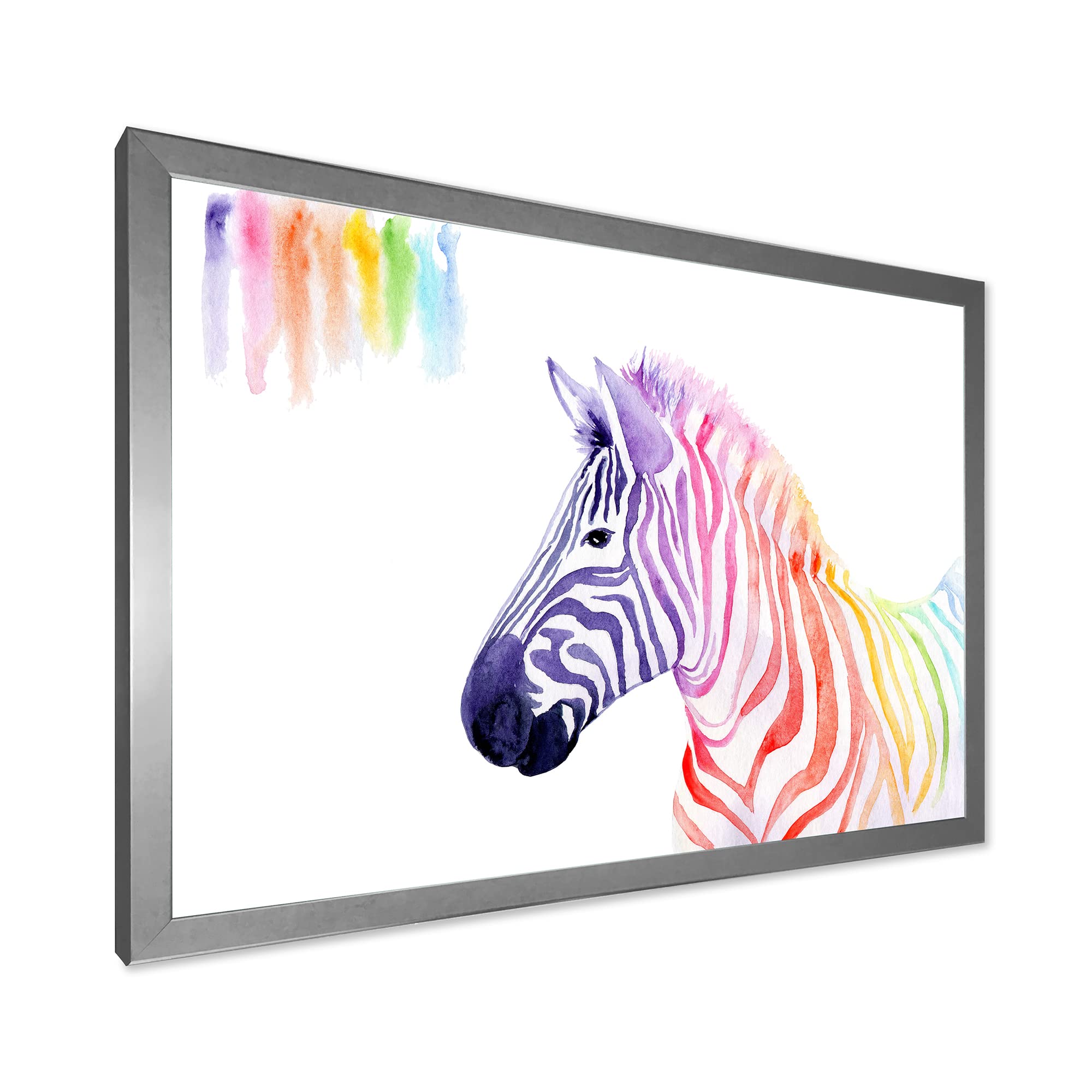 Rainbow Zebra Portrait Framed Wall Art - Vibrant Farmhouse Decor for Living Room, Bedroom & Office