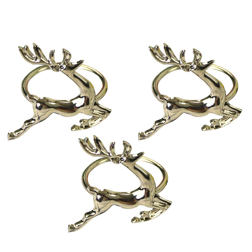 DOITOOL Silver Deer Alloy Napkin Rings - Elegant Tableware Napkin Holders for Wedding, Dinner Party & Holiday Decor (Set of 1) - Perfect for Fine Dining, Buffet Setup and Home Decor Accessories