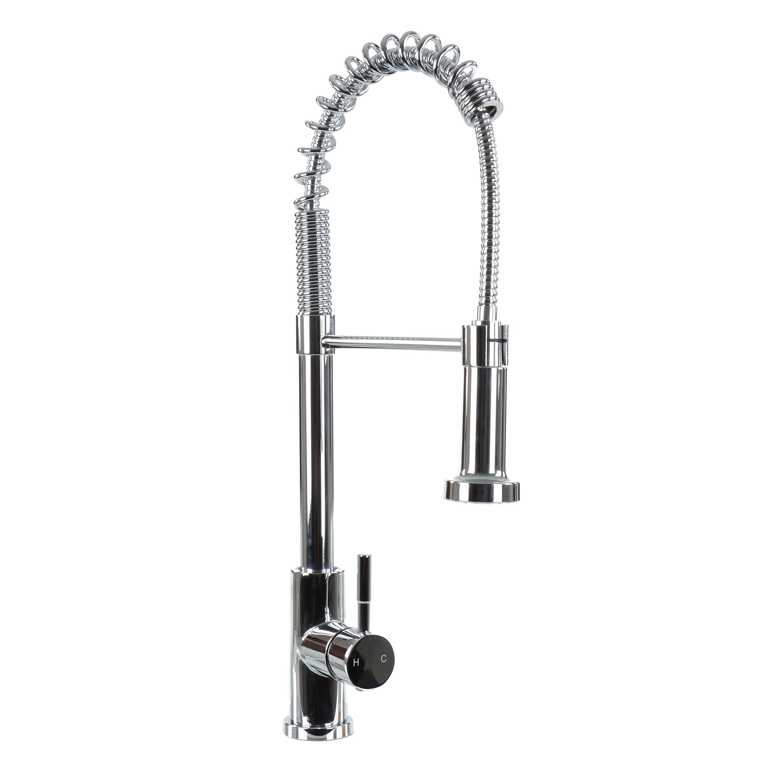 Empire Pull Down Kitchen Faucet with Sprayer - Chrome Finish Stainless Steel Sink Faucet with Deck Plate - Perfect for Modern Farmhouse & Commercial Kitchens