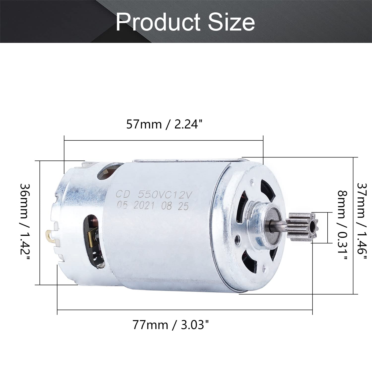 Fielect 550 12V Electric Motor with 9 Teeth Gearbox - Replacement Parts for Power Wheels, Kids Electric Cars & Ride-On Toys | Perfect for DIY Upgrades, Children's Toy Vehicle Repairs & Motorized Projects
